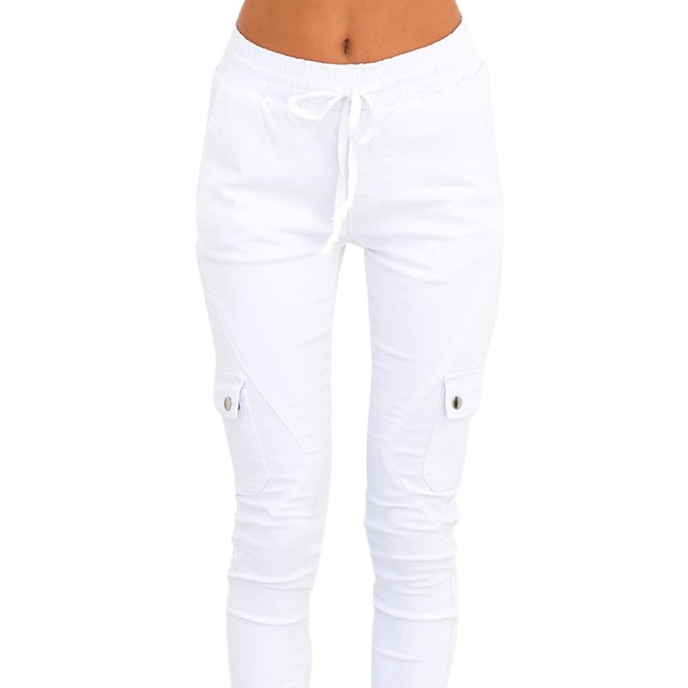 *SALE* White Drawstring Cargo Skinny Jeans